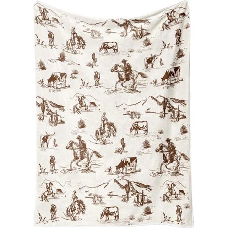 Plaid Cowboy Accessoires Western pour Bébé Couverture en Tissu Rustique Vintage Douce Pour Terrasse Appartement Voiture Pique-Nique Cuisine Ferme Banc Extérieur Parc (1/5)