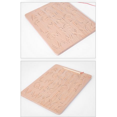 Tableau d'apprentissage des lettres en bois double face, alphabet 123 chiffres, forme d'engrenage (1/2)
