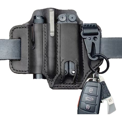 Porte-outils en cuir pour ceinture, support multifonction EDC pour stylo, lampe, outils et équipement de poche. (1/5)