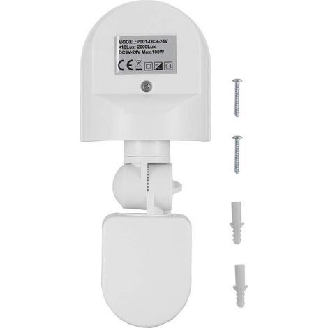 DC9-24V Bewegungsmelderschalter, automatischer Infrarot-PIR-Bewegungsmelder mit Dämmerungssensor, 160 Grad einstellbarer wasserdichter Infrarot-Sensorschalter (1/5)