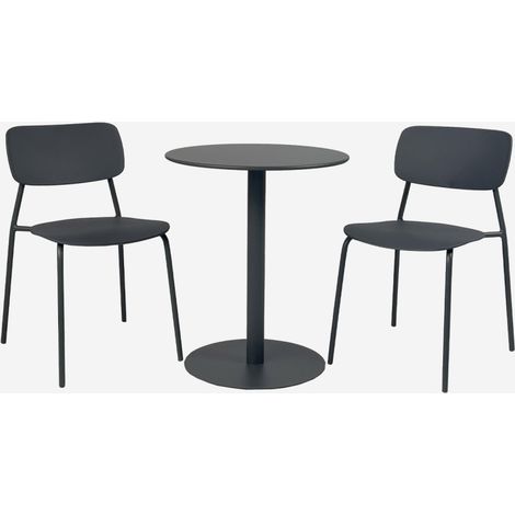 Set tavolo da giardino bistrot rotondo in acciaio con 2 sedie (1/4)
