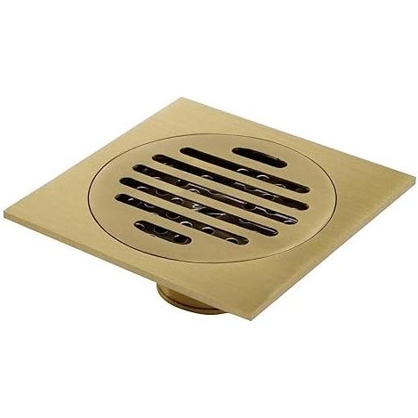 Bonde de douche carrée en cuivre de 9,9 cm (3,9 pouces) avec couvercle de crépine amovible, accessoire de salle de bain anti-obstruction Antrader, or (1/5)