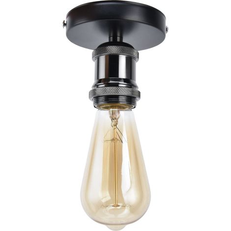 Douille d'Ampoule, E26 E27 Plafonnier Moderne Support d'Ampoule Base Support d'Ampoule Mural Douille Ou Cuisine Chambre Salon (Noir) (1/5)