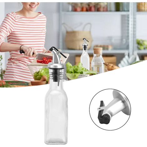 Bouteille d'huile en verre étanche pour les cuisines domestiques, y compris la sauce soja, le vinaigre, les condiments, le vin de cuisine et les petits distributeurs d'huile (150 ml). (1/5)