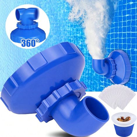 Raccords de retour de piscine en plastique réutilisable avec ruban d'étanchéité fileté, buse pivotante à 360°, pièce de rechange pour piscine extérieure : couleur bleue. (1/4)