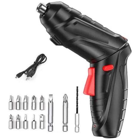 Pair Perceuse portative tournevis électrique sans fil avec poignée pour l'entretien Rotatif 16PCS Résistance à la corrosion