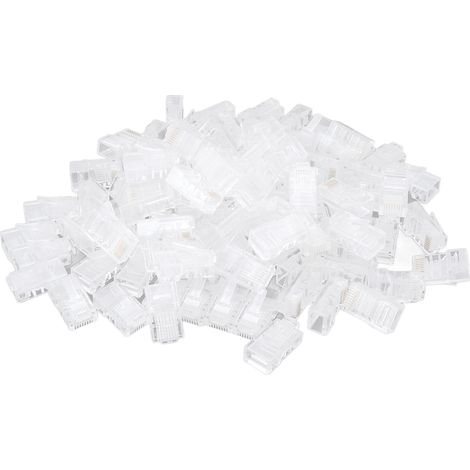 100 connecteurs TF1013C (8 broches, 8 conducteurs) pour câble réseau CAT5 RJ45 non blindé, plaqués or. (1/5)