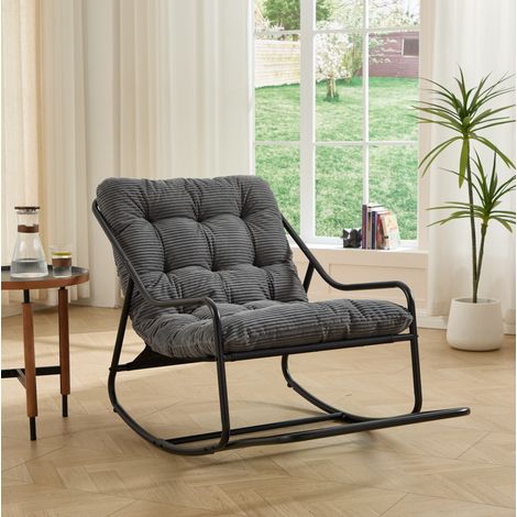 Sillón mecedora con reposapiés de acero 75x116x82cm OKMYHOME (1/5)