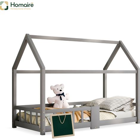 Bettgestell, und Polyester 207 x 97 x 140.5 cm grau aus Massivholz HOMAIRE (1/4)