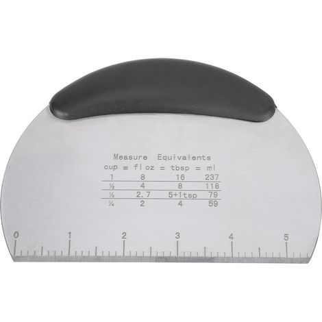 Stainless Steel Dough Cake Butter Scraper Pizza Cutter Cutting Knife with Scale Baking ToolBlack (1/5)
