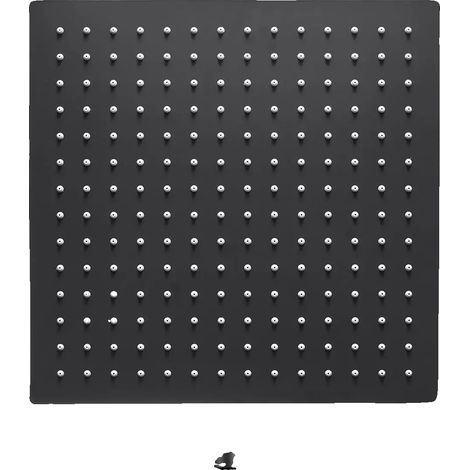 Soffione doccia ultrasottile, con funzione pioggia, nero, 25 cm (1/2)