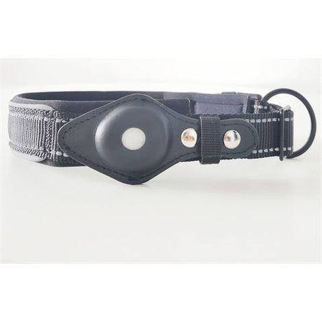Collier de repérage pour chien en cuir anti-perte, réglable, noir, taille L – DELKEVIC (1/5)