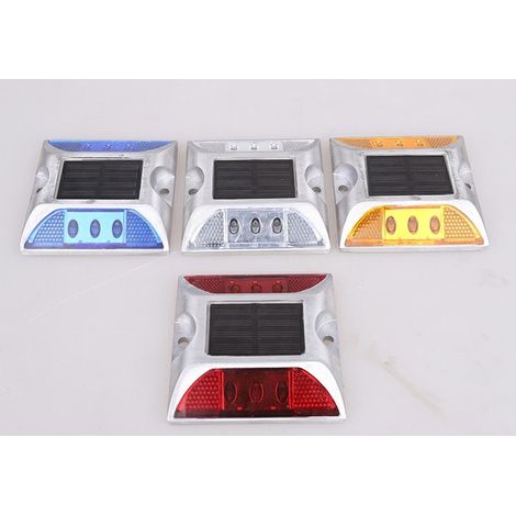 Réverbère solaire à LED Feu de signalisation routière Feu de guidage au sol à goujon de route (2pcs rouge) (1/2)