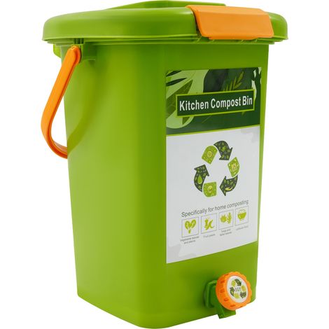 Bac à compost de cuisine Bac à compost de grande capacité anti-odeurs pour cuisine/jardin/balcon avec robinet et plaque filtrante Traite efficacement une variété de matériaux (15 l/3,3 gal) (1/5)