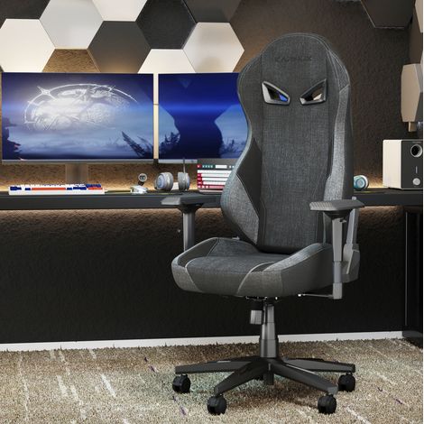 Fauteuil gaming ergonomique inclinable tissu gris OKMYHOME (1/3)