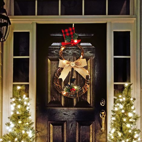 LED-Weihnachtskranz zum Aufhängen an Wand und Tür (1/5)