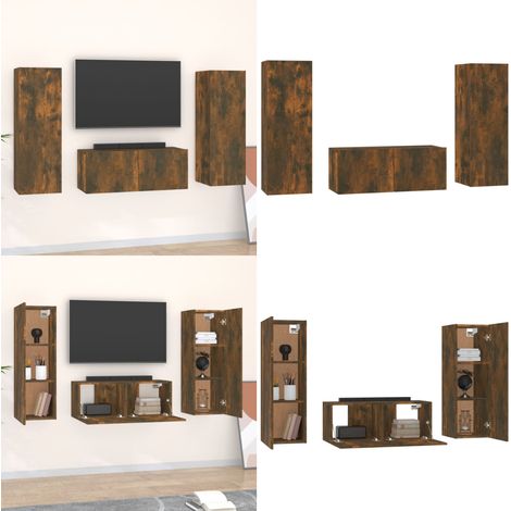 3-tlg. TV-Schrank-Set Räuchereiche Holzwerkstoff - TV-Schrank - Holzwerkstoff - Fernsehtisch - Regal - Wohnzimmer Dekoration - Home & Living (1/5)