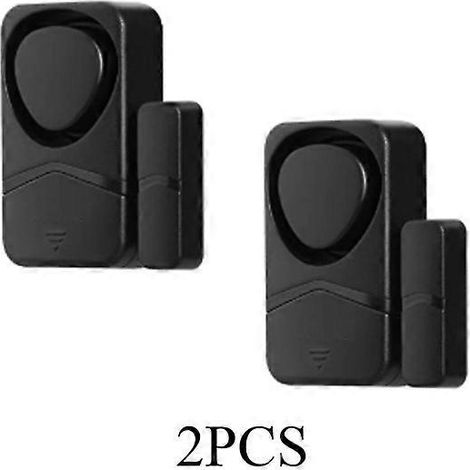 Alarme antivol sans fil JWL pour portes et fenêtres - 4 modes - Détecteur d'ouverture de porte - Rappel de fermeture de congélateur - Protection de sécurité - Couleur : Noir - Lot de 2 (1/4)