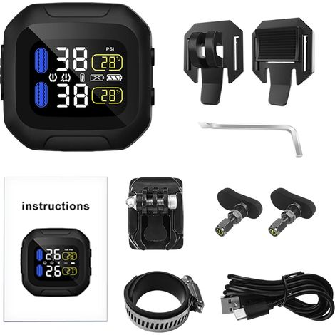 Contrôleur de pression des pneus pour moto, contrôle de pression des pneus de moto, rechargeable USB solaire scooter intelligent (1/5)