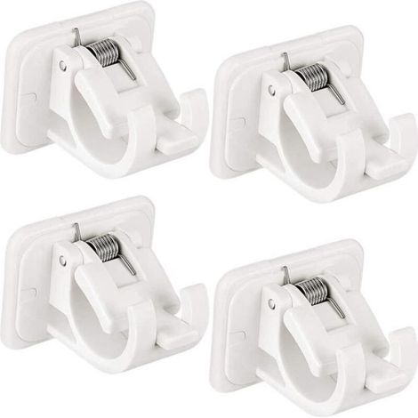 4-Piece Adjustable Nail-Free Curtain Rod Brackets for Wall-Mounted Curtain Rods, Self-Adhesive Hooks (244) (1/4)