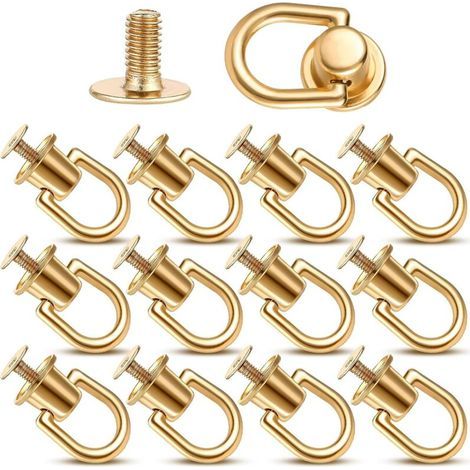 Lot de 12 rivets à tête sphérique en D avec anneau en D pour portefeuille, sangle, chaussures, accessoires en cuir, sac à main, artisanat, quincaillerie de sac (1/4)