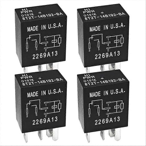 Relais automobile 8T2T-14B192-BA 12V 5 broches, relais automobile 30A 12VDC 5 broches SPDT yog, compatible avec Ford Mondeo et Ford Focus. (1/5)