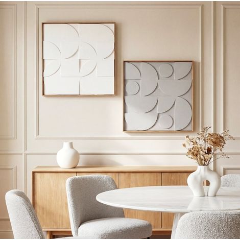 Décoration murale 3D géométrique lot de 2, 80 x 3,5 x 80 cm, blanche DESVIAE (1/5)