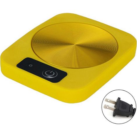 Chauffe-tasse intelligent - Plaque chauffante électrique pour café, thé et lait, chauffe-tasse de bureau portable pour la maison, le bureau et idées cadeaux - Prise US - Jaune (1/4)