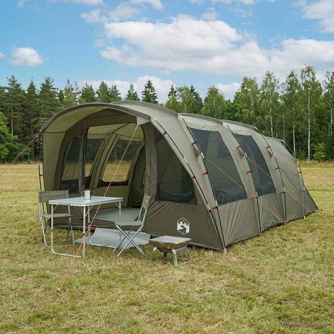 vidaXL Tunnel Tent Olive Green 435 x 320 x 187 cm Polyester and Steel (1/5)