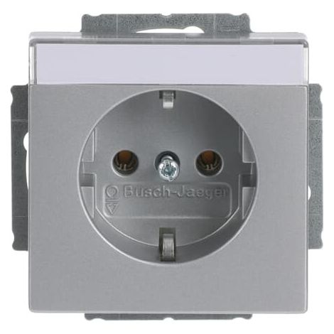 Busch-Jaeger Insert de prise SCHUKO® avec champ d'inscription argent aluminium - Plateforme 63 (20 EUN-83), 2CKA002011A3810
