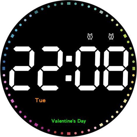 Longziming - Horloge murale numérique LED 25.4 cm – Horloge numérique – Grands chiffres – Heure. date. température – Minuteur et rappel de jours fériés avec télécommande – Pour la maison et le bureau (1/5)