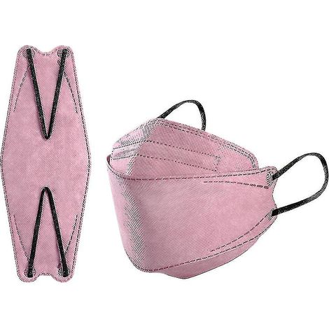 Lot de 50 masques KN95 pour adultes, style poisson, Morandi, FFP2, 4 couches, rose clair. (1/5)