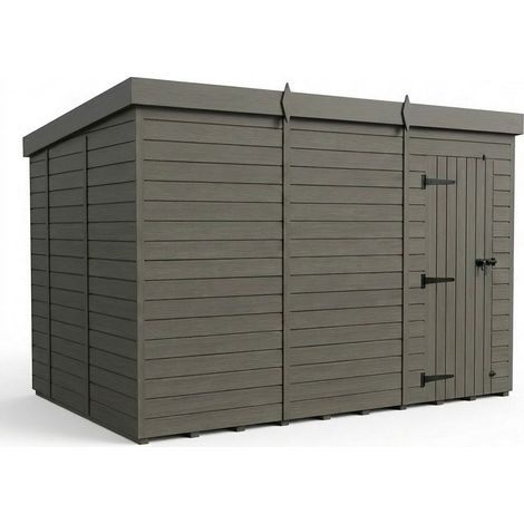15ft x 10ft Composite Pent Garden Shed Single Door No Windows - Composite - L457 x W305 x H210 cm - Grey