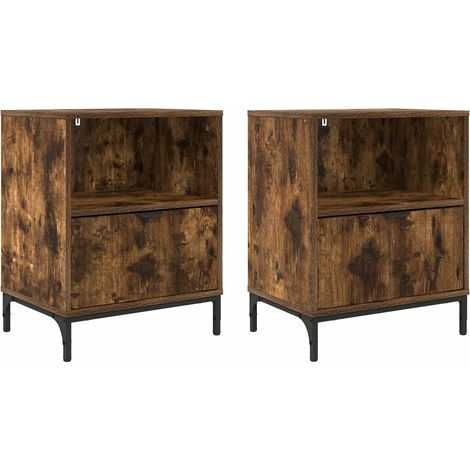 Maison Exclusive - Nachttisch 2 stk. Räuchereiche 49 x 36 x 61 cm (1/5)