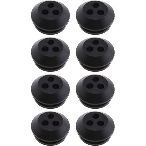 AHLSEN Lot de 8 joints de réservoir de carburant à 3 trous en caoutchouc noir, diamètre de trou de 5 mm, pour remplacement de souffleur, débroussailleuse, tondeuse à gazon (1/5)
