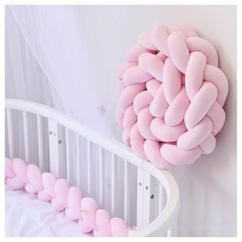 Parachoques de cuna trenzado 3M color rosa Parachoques de cuna para bebé - (1/4)