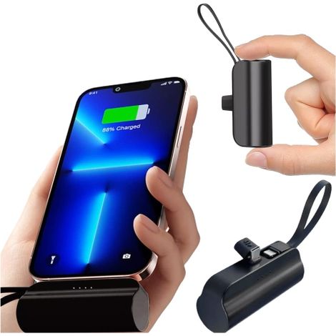 PowerBank de 5000 mAh Alogy, cargador externo de bolsillo con puertos USB-C y Lightning, color negro. (1/5)