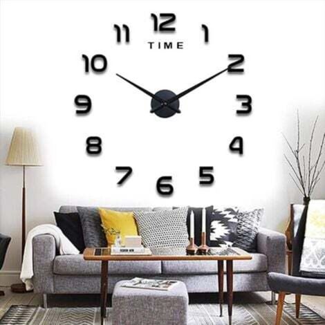 Moderne DIY-Wanduhr, große, geräuschlose Metalluhr, moderne Wanduhr, Dekoration für Zuhause und Büro – Schwarz (1/4)