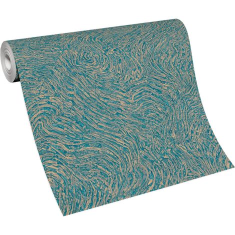 BRICOFLOR Papier Peint moderne bleu pétrole Tapisserie trompe l'oeil bleu Papier Peint intissé et structuré pour chambre, salon & plus (1/4)