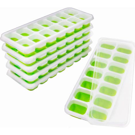 Bac à glaçons avec couvercle, lot de 6, en silicone sans BPA, démoulage facile (1/5)