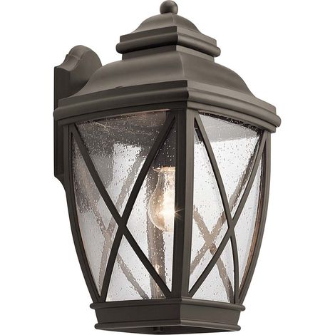 Lampe d'extérieur Applique verre ALU H 43,2 cm Bronze Lantern Lampe de jardin Classic