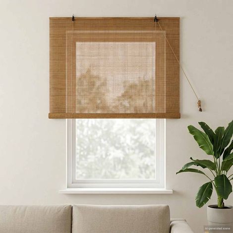 vidaXL Store enrouleur Marron 140 x 160 cm Bambou (1/5)
