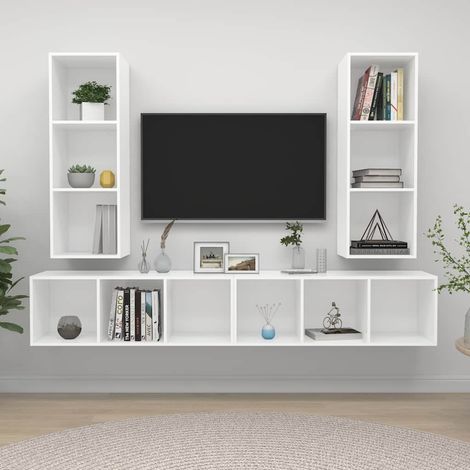 TV-Wandschränke 4 Stk. Weiß Holzwerkstoff (1/5)