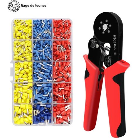 Mini pince à sertir les cosses tubulaires, kit électronique d'outil de sertissage de manchons pour usage domestique, contenant 1020 pièces. (1/5)