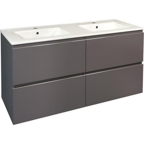 ONDEE ZEN - Meuble de salle de bain suspendu TRENDY - 4 Tiroirs - 120cm - gris mat - vasque (1/3)