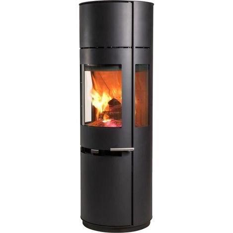 Poêle à bois colonne 150 cm – 8 kW – 24 pierres d’accumulation – Réserve à bûches large – Système Aduro-tronic (1/5)