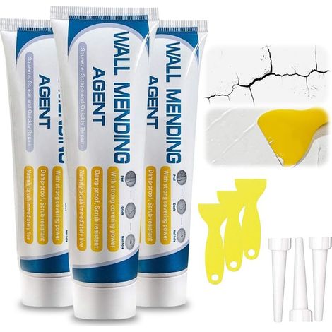 Kit Enduit de Rebouchage 3 Pièces 130 g – Réparation Cloison Sèche, Trous et Fissures, Séchage Rapide (1/5)