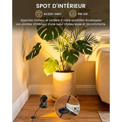 Applique Murale Interieur avec Interrupteur et Prise, Spots LED d'Intérieur pour Plantes et Tableaux pour Éclairage d'Accentuation ou d'Œuvres d'Art (1/3)