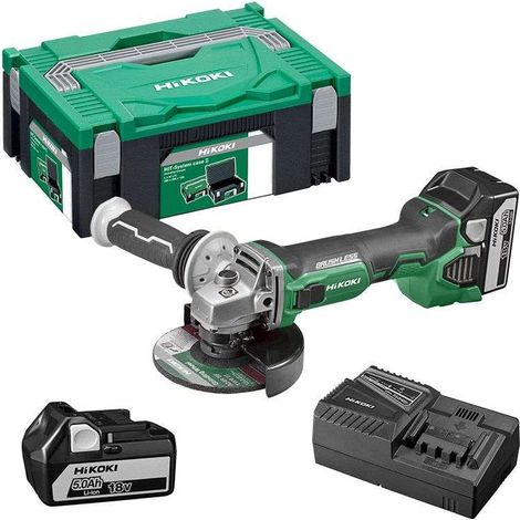 Hikoki – Meuleuse Ø125 mm 18 V Brushless – 2 batteries 5.0Ah – Moteur sans balais – Frein électrique – Pour béton armé et métal (1/4)