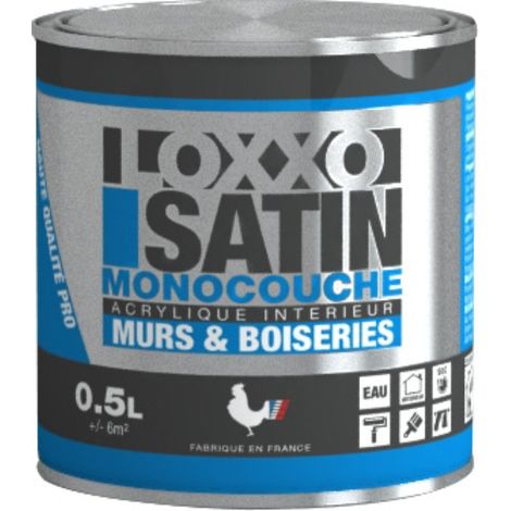 Loxxo Peinture Acrylique Murs et Plafonds Monocouche Satin Conditionnement: 0,5L - Couleur: BLANC